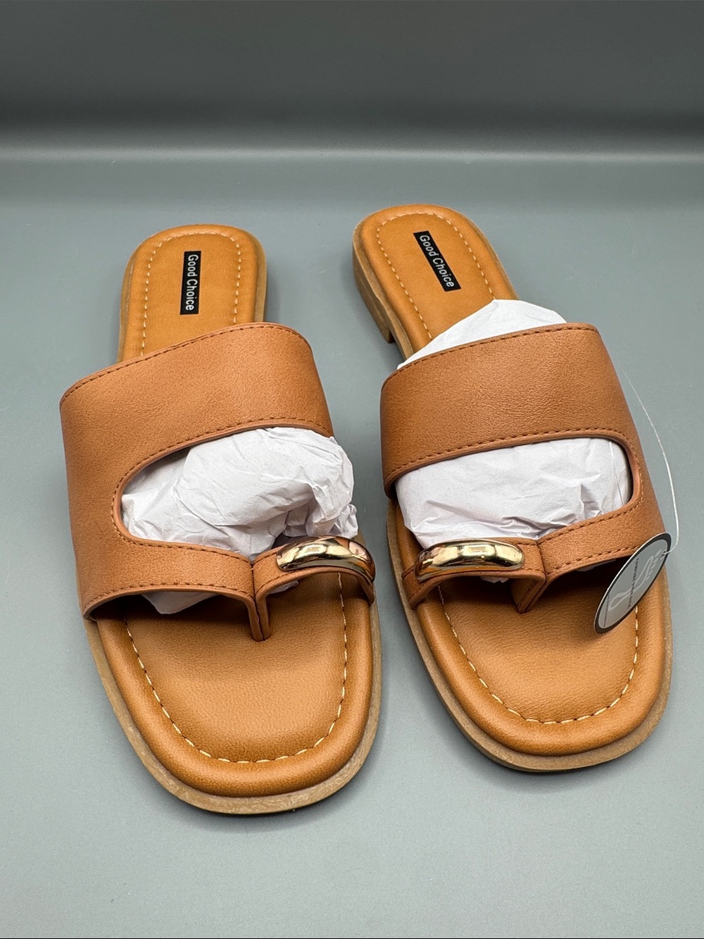 GC Shoes Women's Halie Toe Ring Slide Flat Sandals